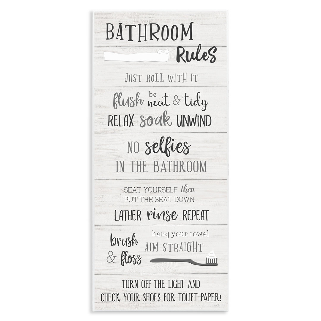 Bathroom Rules Sign Toilet Paper Fun Phrases Giclee Texturized Art By Natalie Carpentieri Stupell Industries