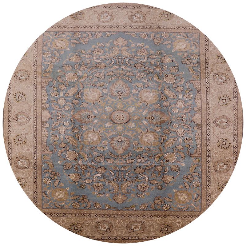 Tapis oriental beige / bleu Ausable, Rond 6 pi