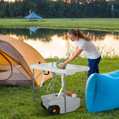 Réservoir de déchets de 5,8 gallons, réservoir d'eau portatif, gris