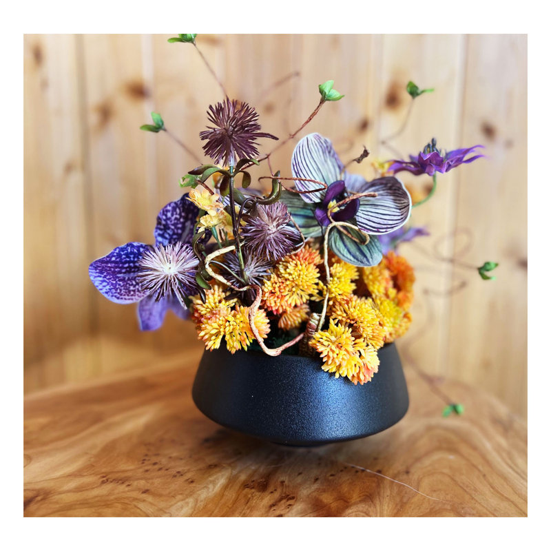 Artificial Orchid Flowers Arrangement in Ceramic Vase