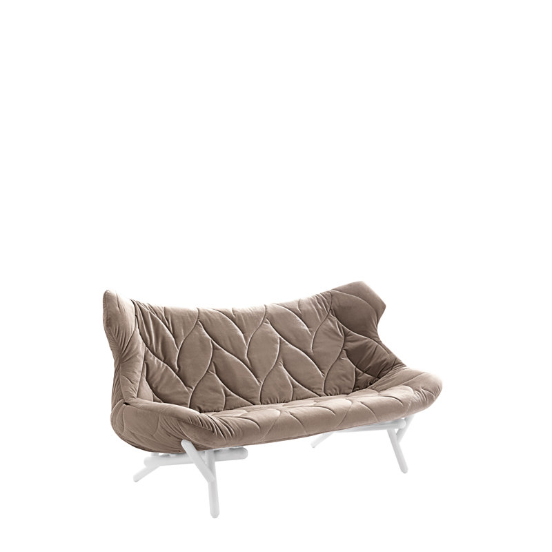 Foliage Loveseat, White, Taupe Velvet