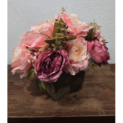 Centre de table rose et hortensia