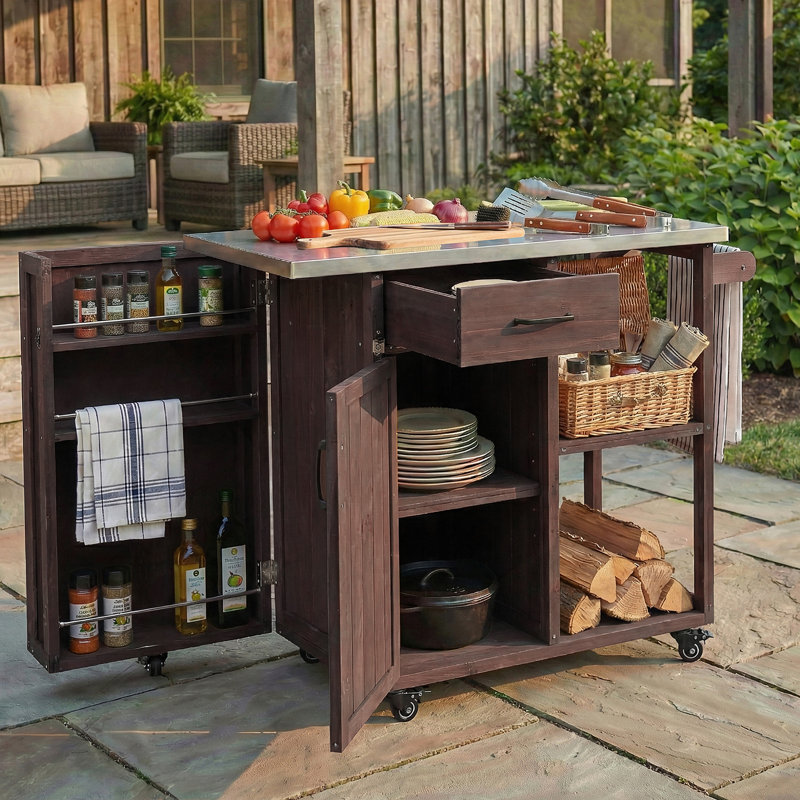 Durable Outdoor Kitchen Island With Stainless Steel Top And Ample Storage, Perfect For Patio Cooking And Entertaining