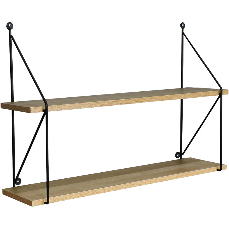 Lashandria Sorbus 2-Tier Floating Wood Shelf with Metal Brackets, Gray