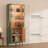 118" W Modular Entertainment Center & Display Cabinet with LED Lights, Glass Doors & Leather Handles,Sage green,TV Stand for TVs Up to 75"-681753309