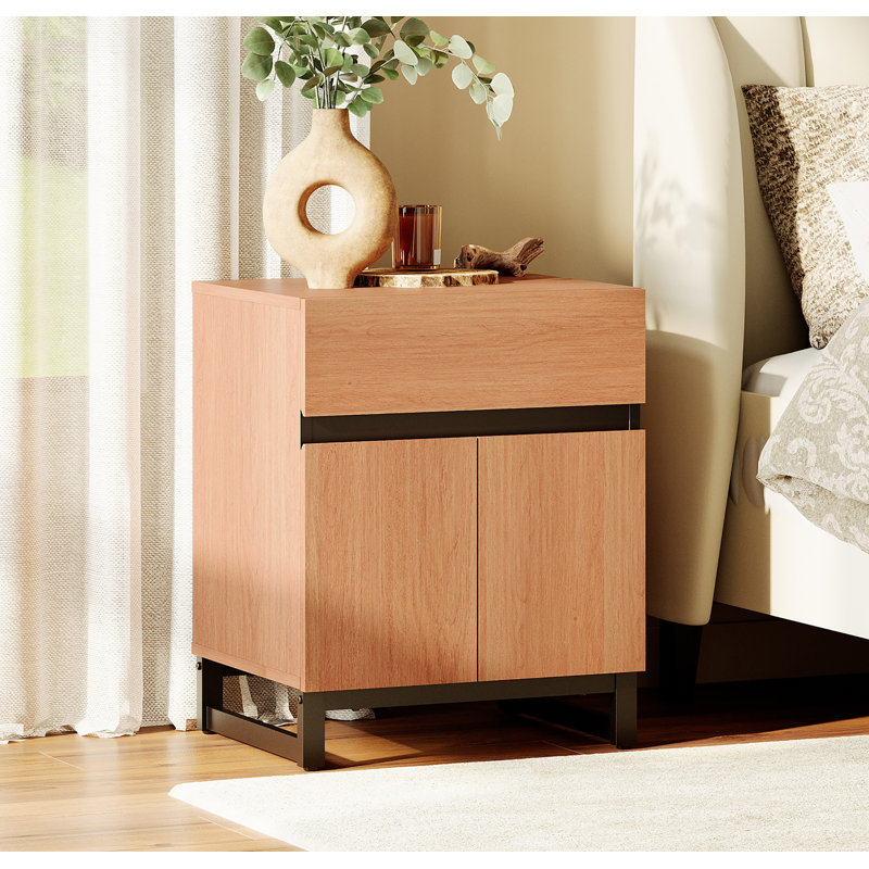 Aadam Nightstand With 1 Drawer & 1 Storage Cabinet, Mocha, Individual