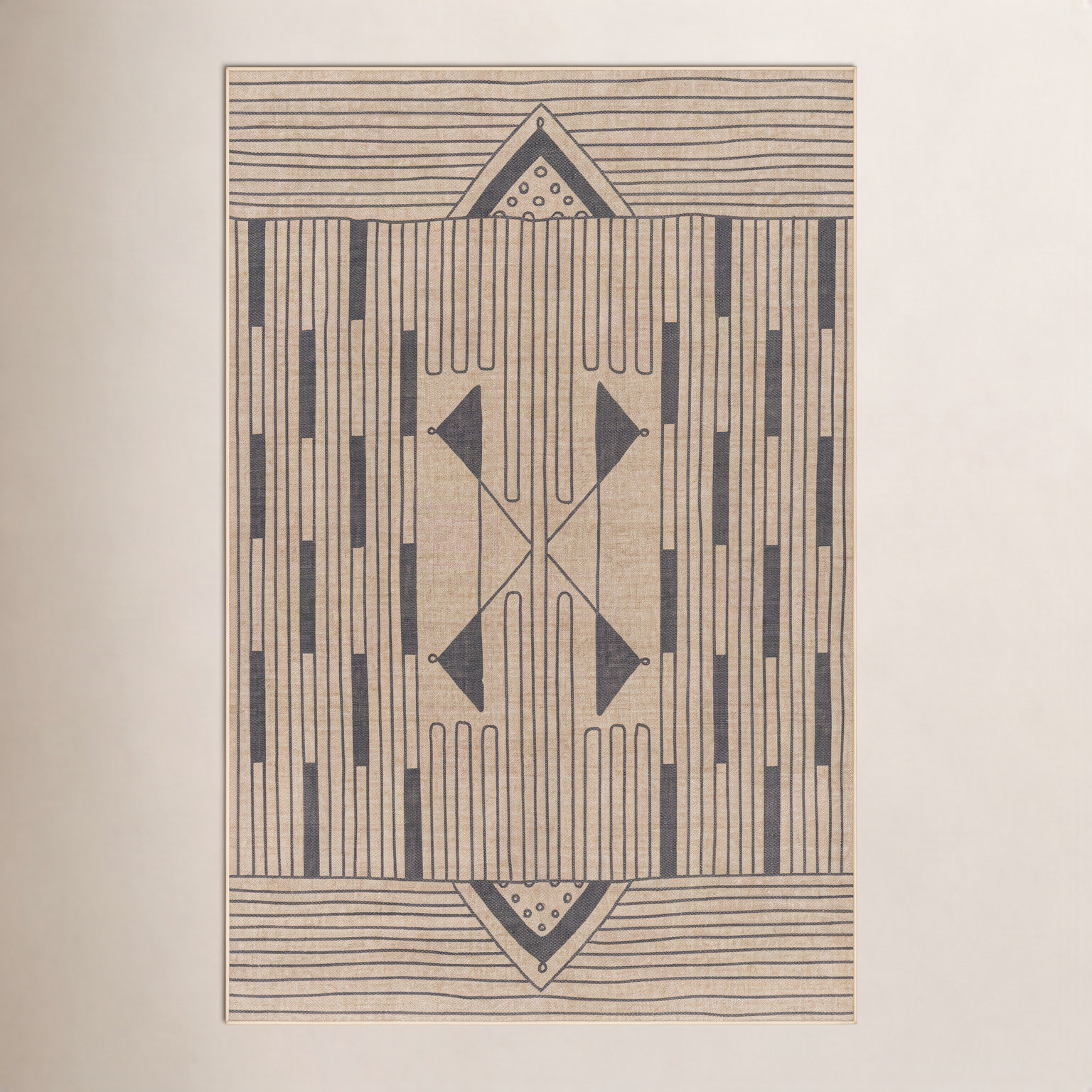 Glenda Abstract Tan Rug, Rectangle 5' x 8'