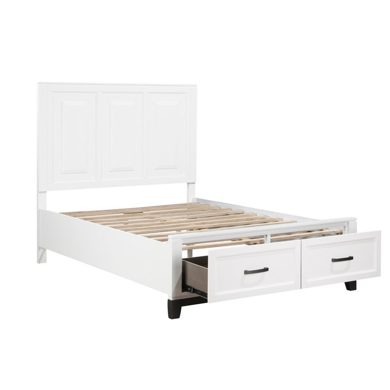Lit plateforme double blanc avec tiroirs de rangement et meubles de chambre à coucher en bois 1pc, Full