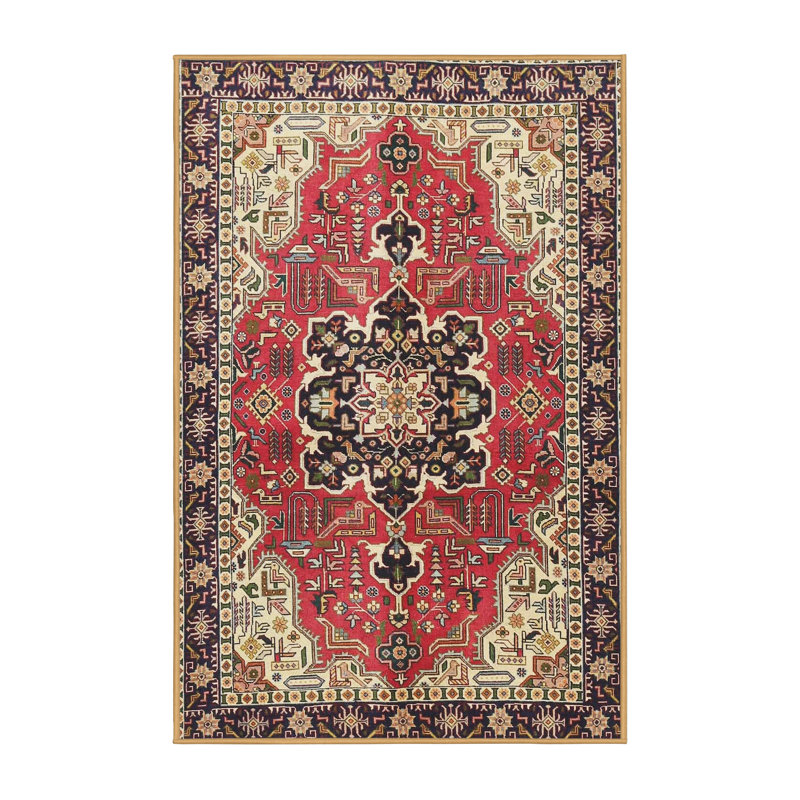 Tapis traditionnel mehroon/noir/crème, Rectangle 4 pi x 6 pi