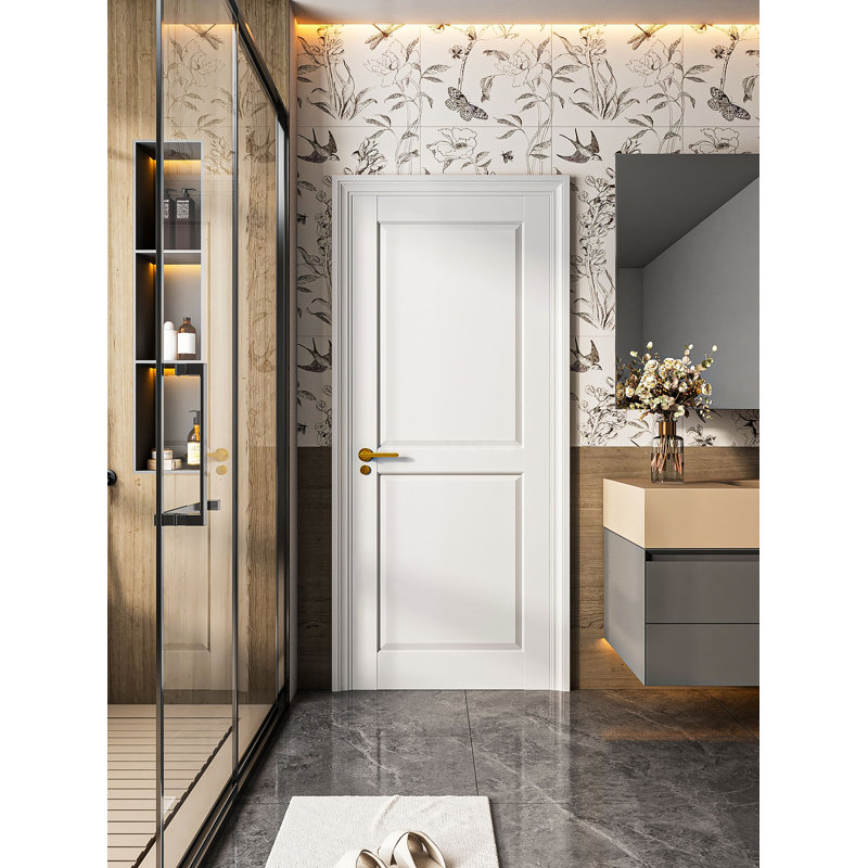 Dalle de porte intérieure en bois 30 po x 80 po, 2 panneaux Shaker, noyau solide, apprêté blanc, avec trous pré-percés, pour porte de garde-robe, garde-manger, chambre à coucher et bureau (non pré-suspendu)