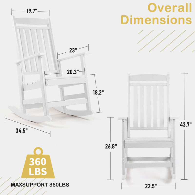Chaise berçante d'extérieur en plastique Langsa, Blanc