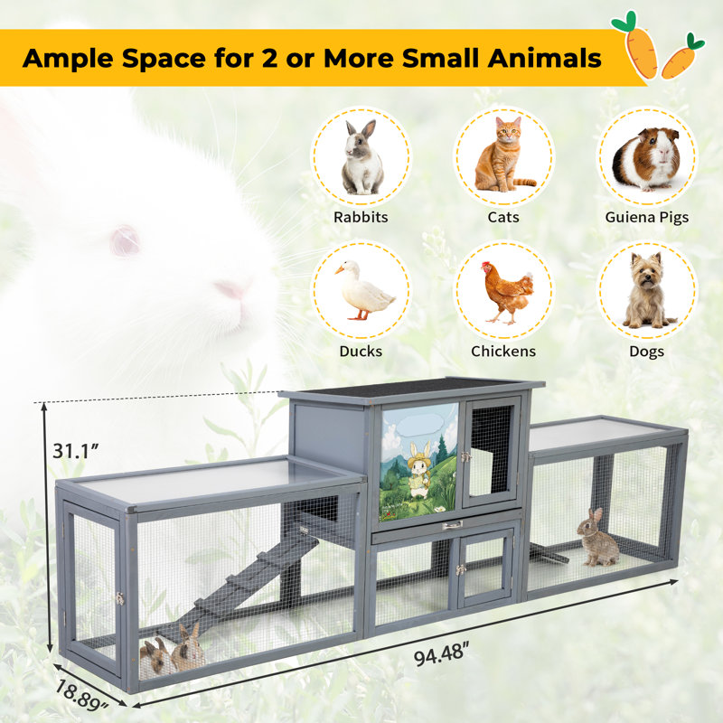Emalene Weather Resistant Rabbit Small Animal Hutch