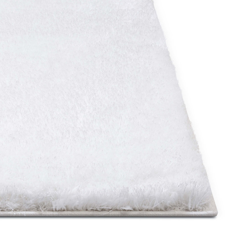 Feather Soft Modern Solid Shag White Area Rug, Rectangle 3'3" x 5'