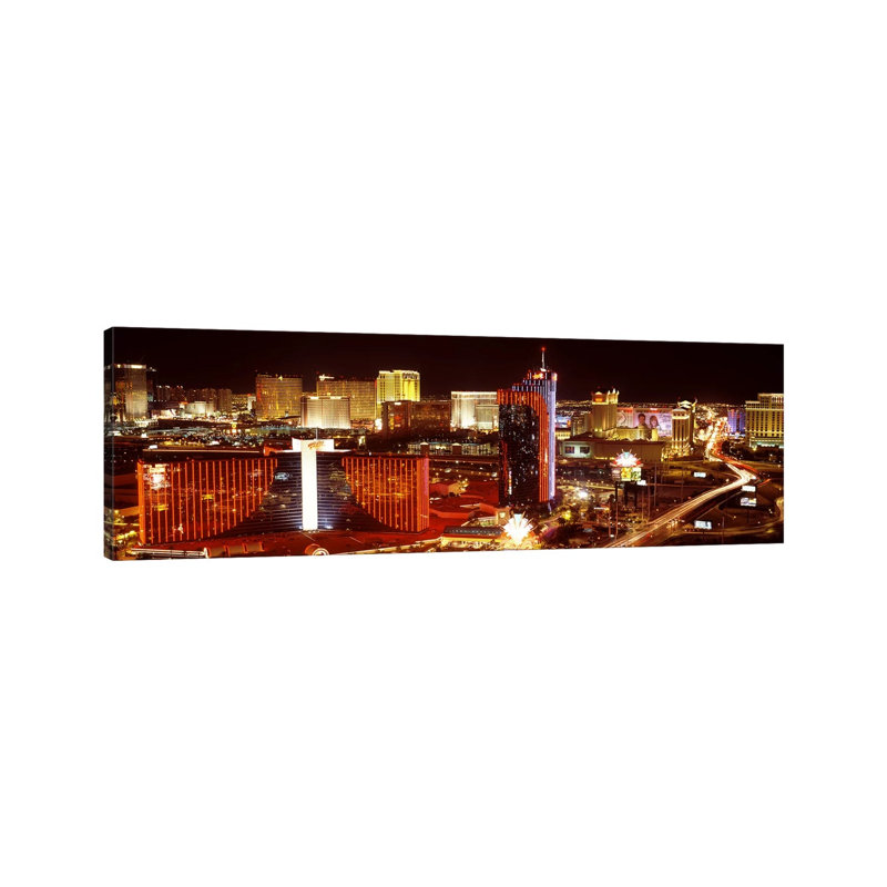 City Lit up at Night, Las Vegas, Nevada, USA #4 1 Piece Wrapped Canvas Panoramic Wall Art, 152.4 cm H x 50.8 cm W x 1.91 cm D
