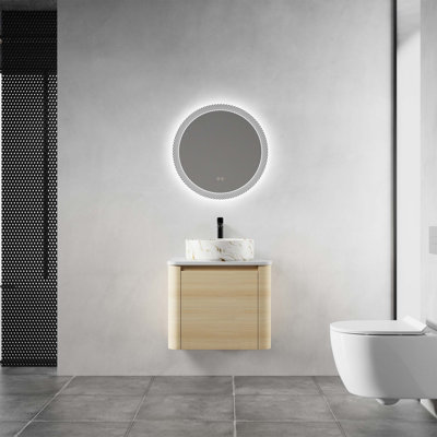 24-Inch Wall-Mounted Bathroom Vanity with Ceramic Art Sink, Soft-Close Door, and Durable Plywood Construction