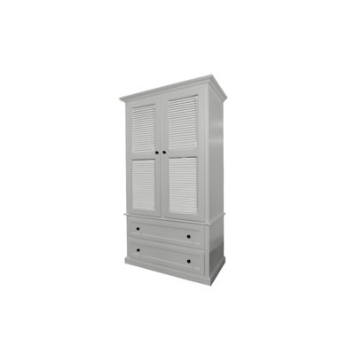 Oak Extra Wide Solid Wood Wardrobe with shutter doors by Red Barrel Studio