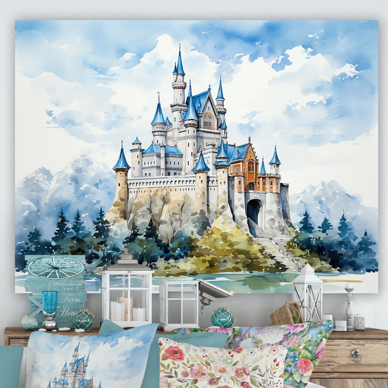 Fortress Castle In The Mountains - Castles, art mural, H 16 po x l 32 po x P 1 po, Toile tendue