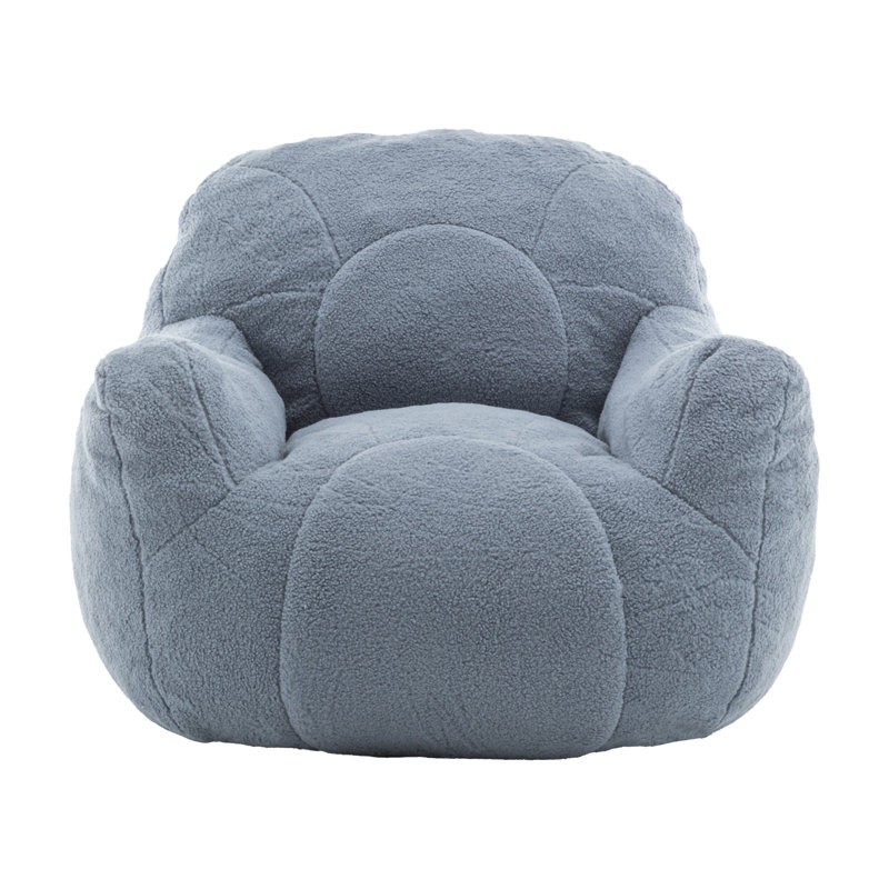 Bean Bag Chair With Filler, 30" H x 41.4" W x 37.8" D , Light Blue Teddy