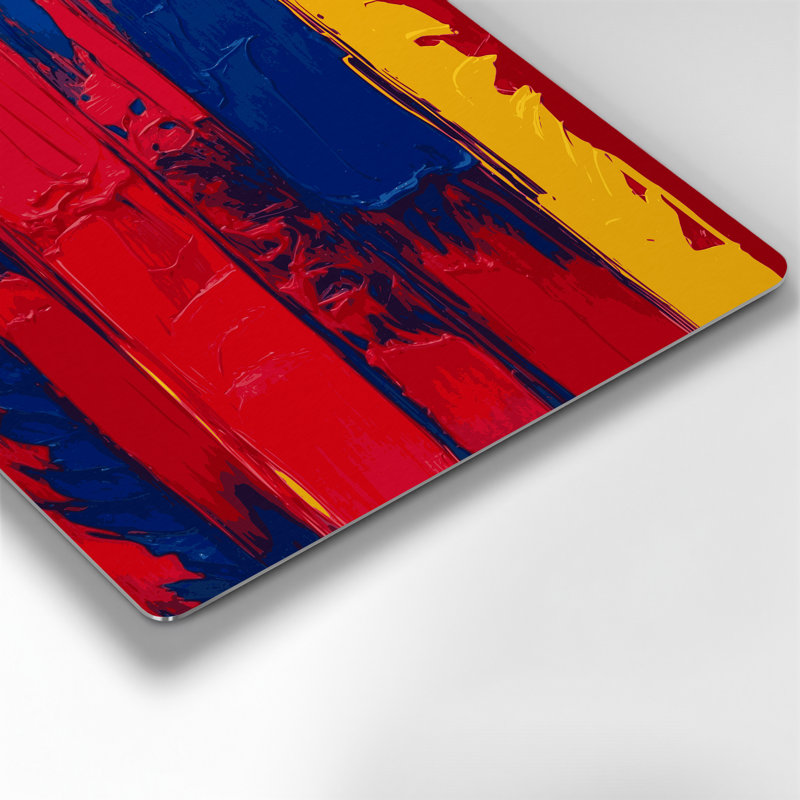 Art abstrait en métal sur fond rouge 50, H 16 po x l 16 po
