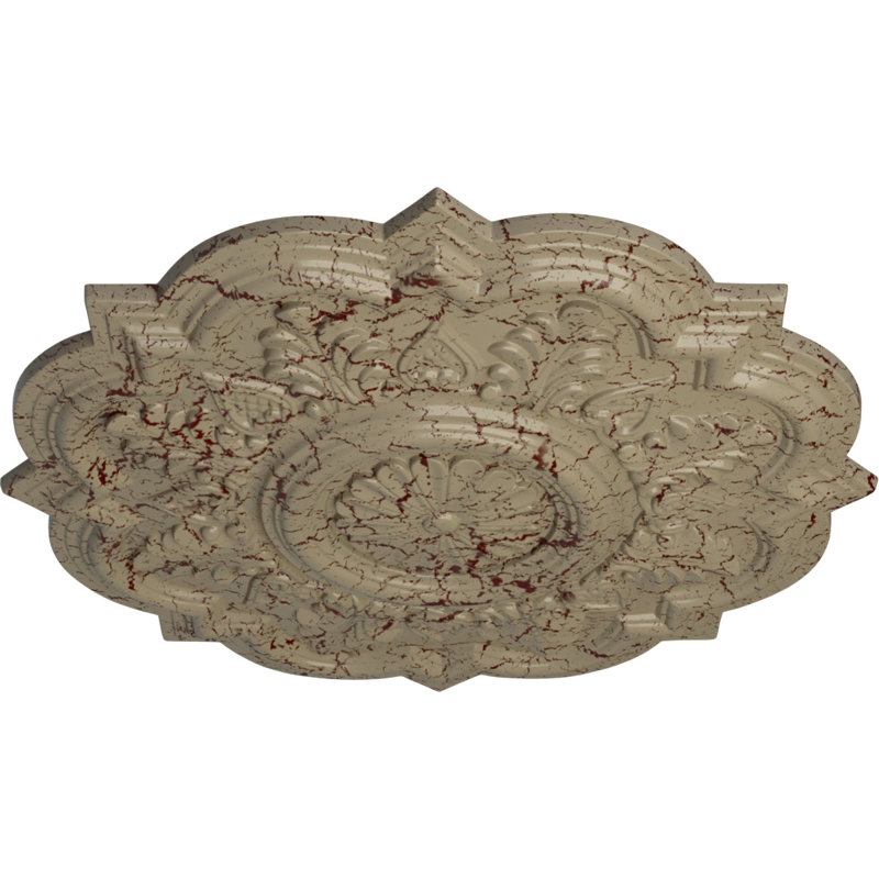 Médaillon de plafond Endurathane Biddix, DE 20 7/8 po x P 1 1/4 po (convient aux auvents jusqu'à 7 1/2 po), fini craquelé vert athénien peint à la main
