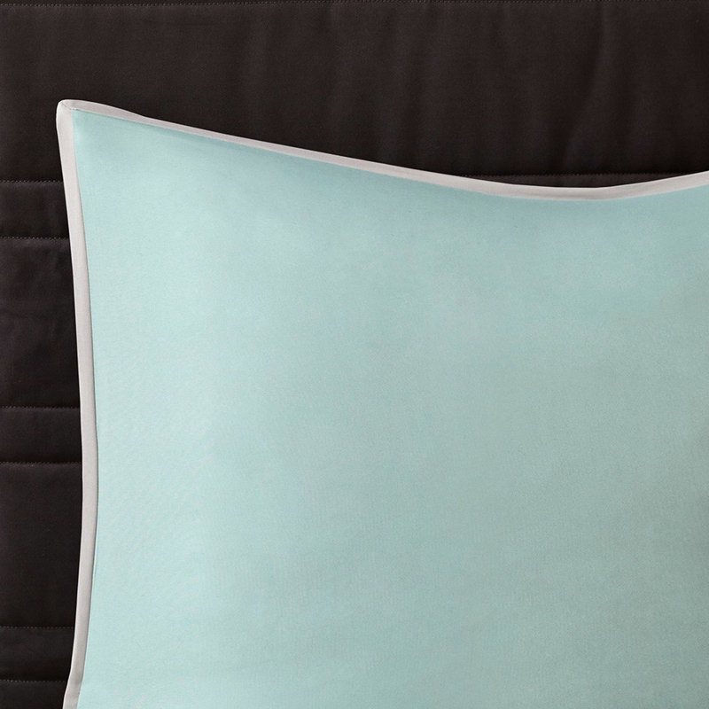 Édredon 8 pièces pour grand lit / gris, détails, rembourrage / gris, tissu en microfibre, 2 coussins décoratifs et