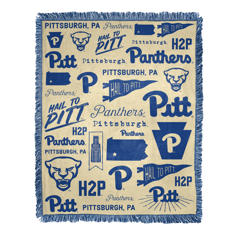 NCAA Mapping Pittsburgh Jacquard Throw Blanket, College Sports Decor, 46x60 Inches