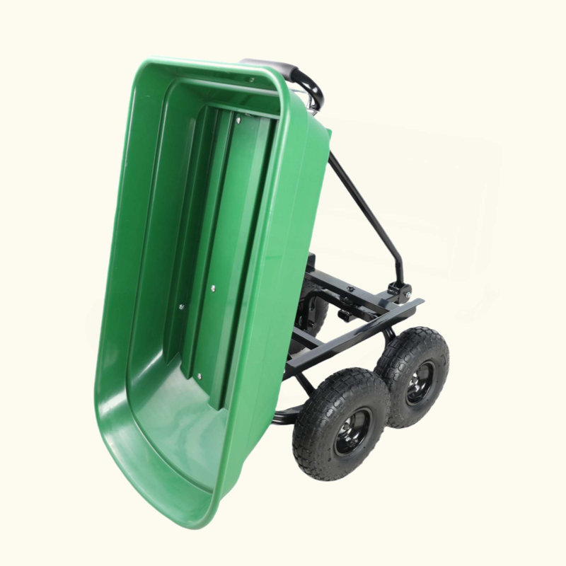 Camion à benne basculante pliante de jardin en poly avec cadre en acier 10 pouces. Pneu pneumatique capacité du corps 300 Lb 55 L