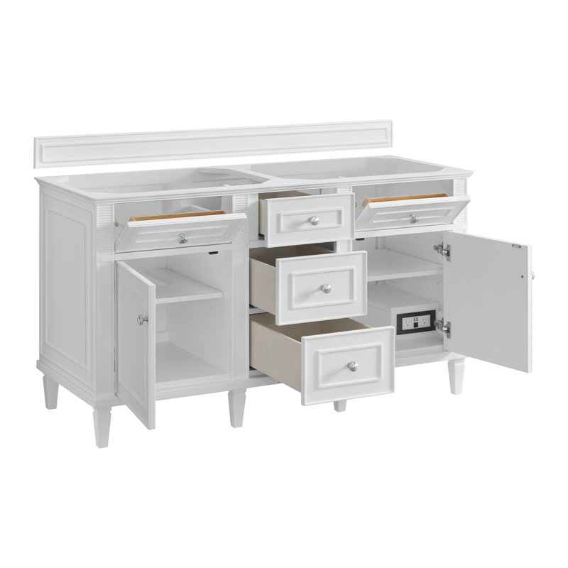 Base de meuble-lavabo double l 60 po Lorelai, Blanc éclatant