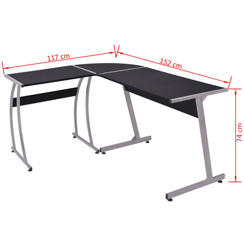 Corner Desk L-Shaped Computer Desk Home Office Workstation Writing Desk, Black/Gray