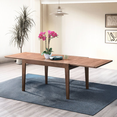 Extendable Dining Table Modern Kitchen Dining Wooden Furniture 1pc Self Storing Leaf