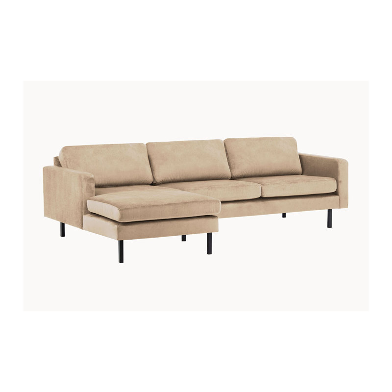 Cobden Corner Sofa, Cream Polyester Blend, Left Hand Facing