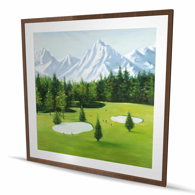 Golf Course with Mountains View - Man Cave Framed Print