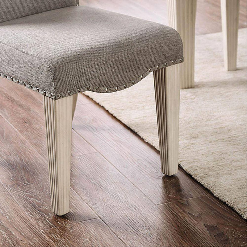 Ensemble de 2 chaises d'appoint de style transitionnel avec cadre blanc et cadre gris