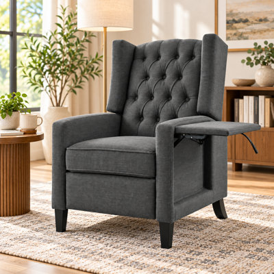 Alto Manual WingBack Recliner Chair with Foldable Side Table, USB Charging Ports