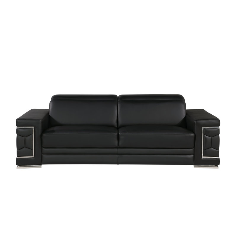 Charliee Genuine Leather Sofa, Black