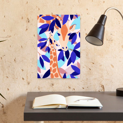 Contemporary Art Colorful Modern Abstract Giraffe Nature Landscape Wall Art 1 Piece Wrapped Canvas Wall Art