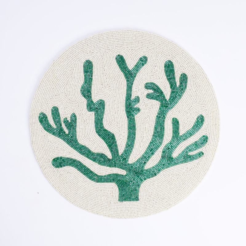 Green Coral Placemat, Green/Ivory