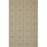 5x8 Blue Flat Weave Wool Trellis Pattern Geometric Modern Contemporary Carpet Rug