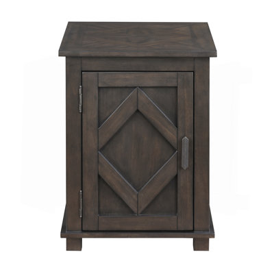 Traditional Rustic Chairside Table With Adjustable Storage Shelf Brown Finish Durable Wood Living Room Furniture 1Pc