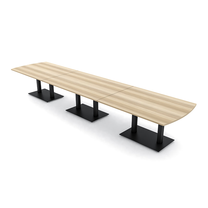 Table de conférence Pavert Arc, Noir mat, Blond blond cendré, H 30 po x l 216 po x P 48 po
