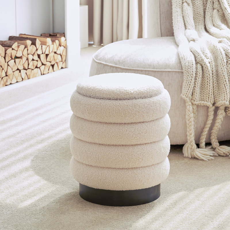14.6" Wide Round Storage Ottoman