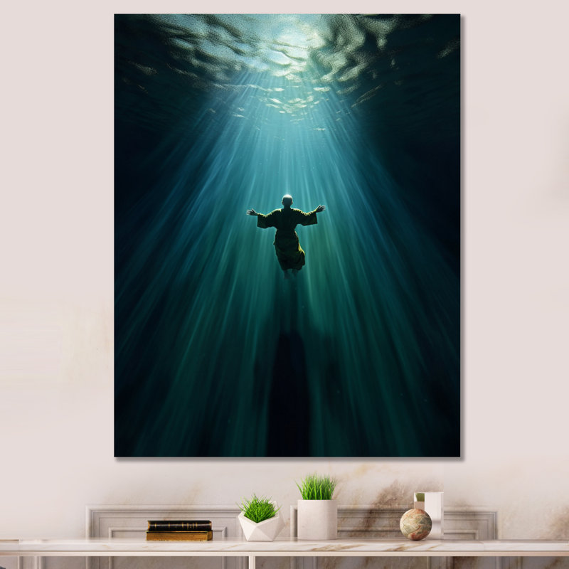 «Moine bouddhiste ascendant» sur, H 20 po x l 12 po x P 1 po, Toile tendue