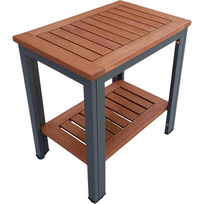 Table d'appoint d'extérieur avec plateau à lattes en bois d'acacia et structure en acier