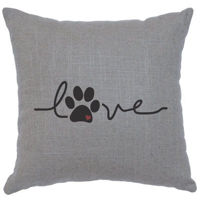 Coussin Wooded River Image - Love Paw - Lin gris