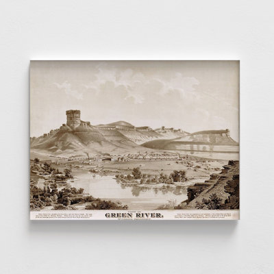 «Green River-Wyoming» 1875, affiche du territoire du Wyoming, vue ancienne de la rivière verte, Wyoming, œuvre d'art rustique antique, impression de 42 x 56 po