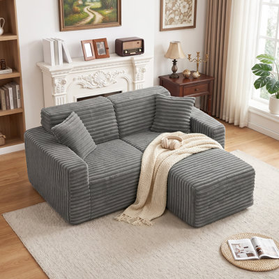 Canapé modulaire rembourré 3 pièces en flanelle de fourrure de lapin 3 pièces