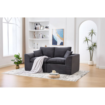 Canapé Cloud 2 places pour les appartements, revêtement en velours côtelé doux, housses amovibles, mousse haute, accoudoir incurvé, canapé moderne sans assemblage, coussin confortable et flexible, amovible