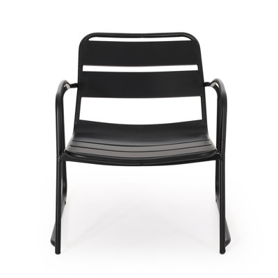 Chaise de patio en fer noir mat, cour et espace améliorant, H 25,43 po x P 24,59 po, chaise de 13,39 lb Hauteur,