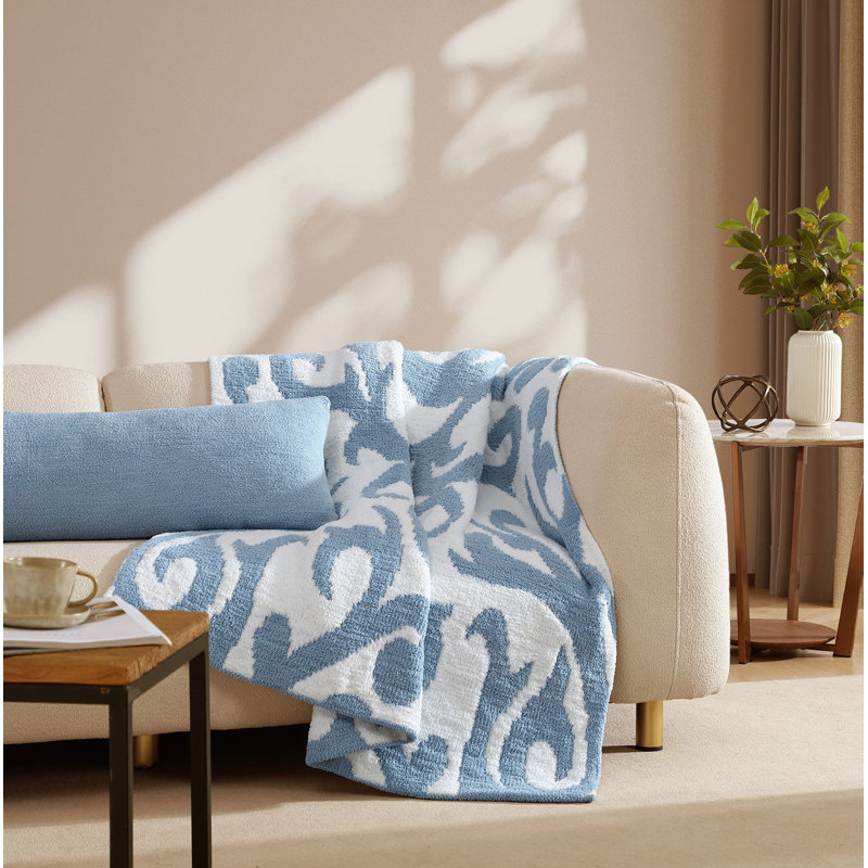 Casablanca Throw Blanket, Taupe/Off White Abstract