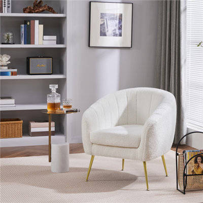 Fauteuil demi-tonneau en velours Fitchburg Channel